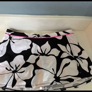 white black and pink swim skirt bottoms